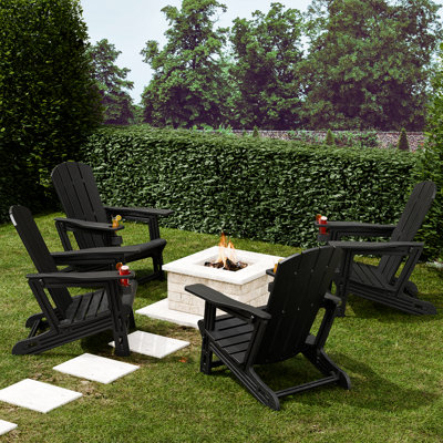 Chaise Adirondack avec porte-gobelet : chaise inclinable rÃ©sistante aux intempÃ©ries pour la terrasse, le patio, la cour arriÃ¨re et le bord de la piscine