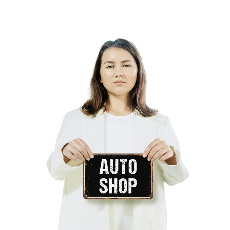 Auto Shop (paquet de 2) enseigne fantaisie en aluminium 7 po x 10 po