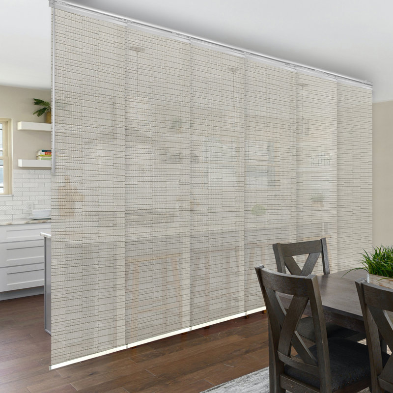 Store vertical semi-transparent en étain filigrane, L 130 po x L 94 po, Blanc