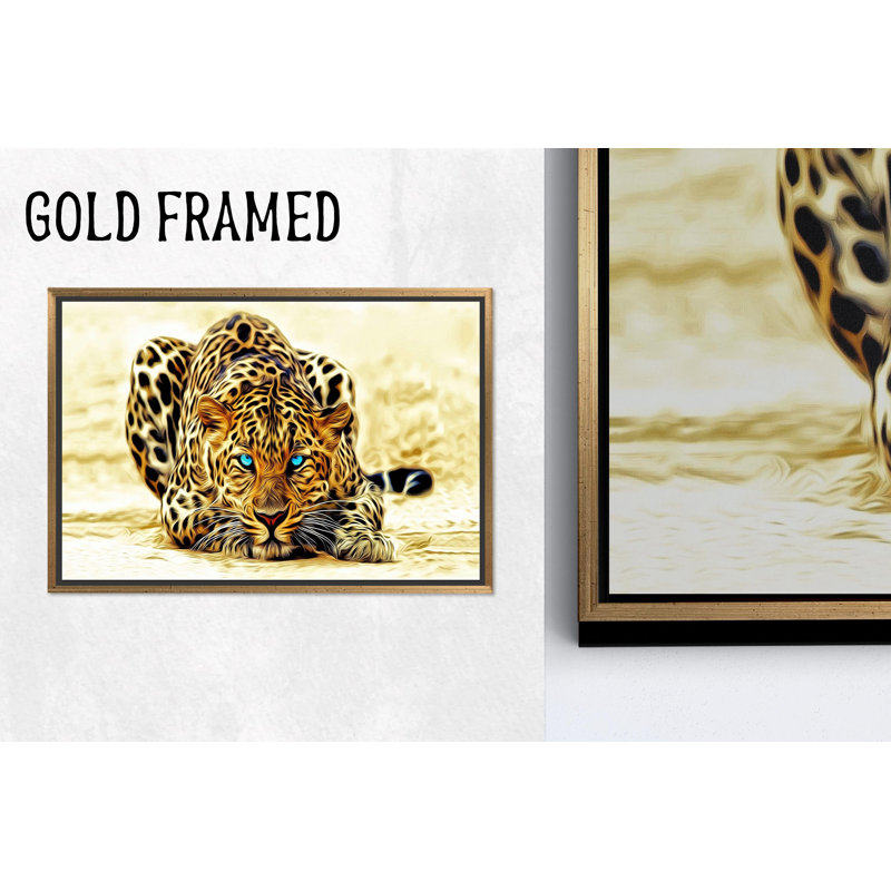 «Blue Eyed Tiger», art mural, reproduction de décor animalier minimaliste, 1P or encadré