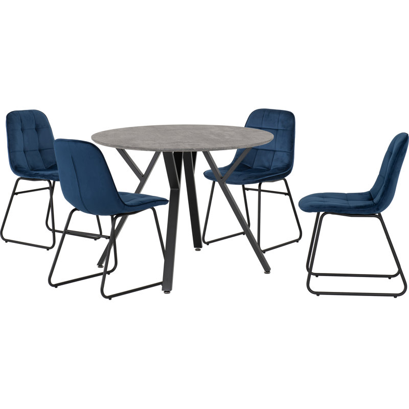 Cajigas 4 - Person Dining Set, Sapphire Blue Velvet