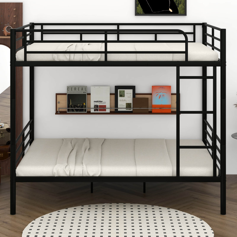 Lit superposé double sur double pour adultes, structure de lit superposé moderne avec échelle et garde-corps pour la maison, le dortoir et la chambre d'amis