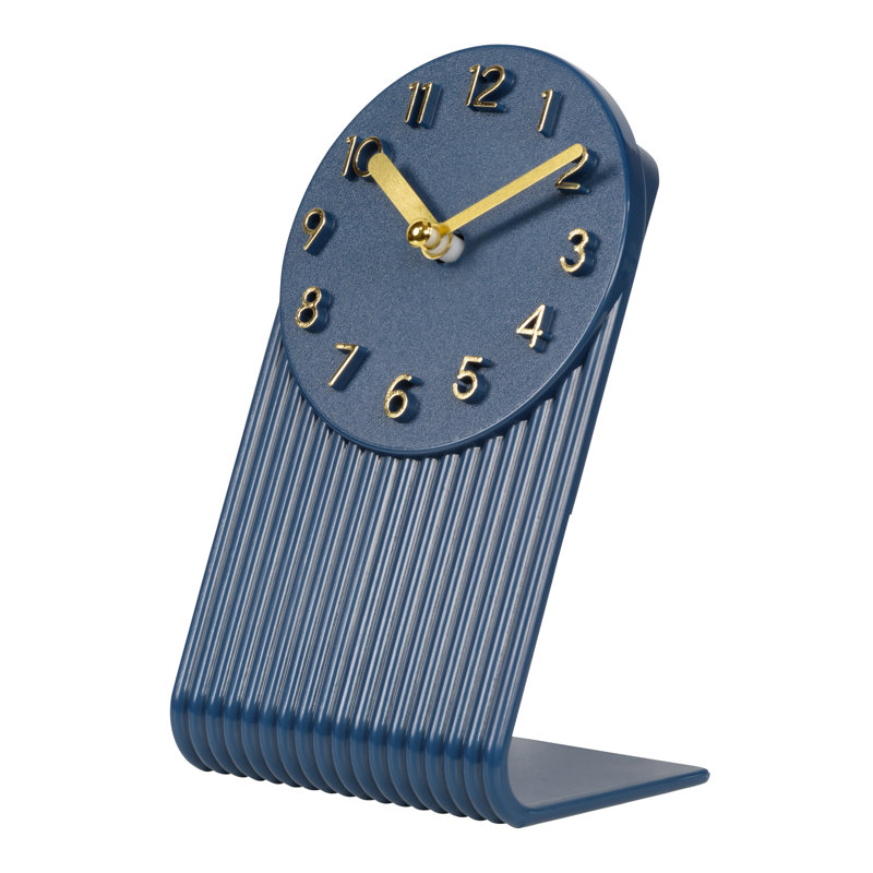 Grooves Quartz Analog Tabletop Clock, Navy Blue, Blue