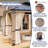 Solid Cedar Wood Patio Gazebo With Curtains And Mesh Screens-110407494