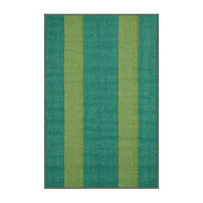 Machine Washable Checkered Green Area Rug