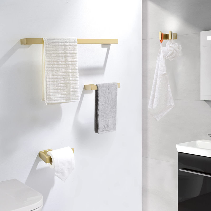 Ensemble de 4 accessoires de quincaillerie de salle de bain, Doré