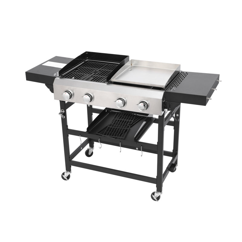 2 brûleurs à gaz et gril, corps de poêle émaillé, thermolaqué, tête en acier inoxydable, 38200, espace de cuisson, brûleurs, grilles en fonte, plaque de cuisson, surface 38240, dimensions du gril