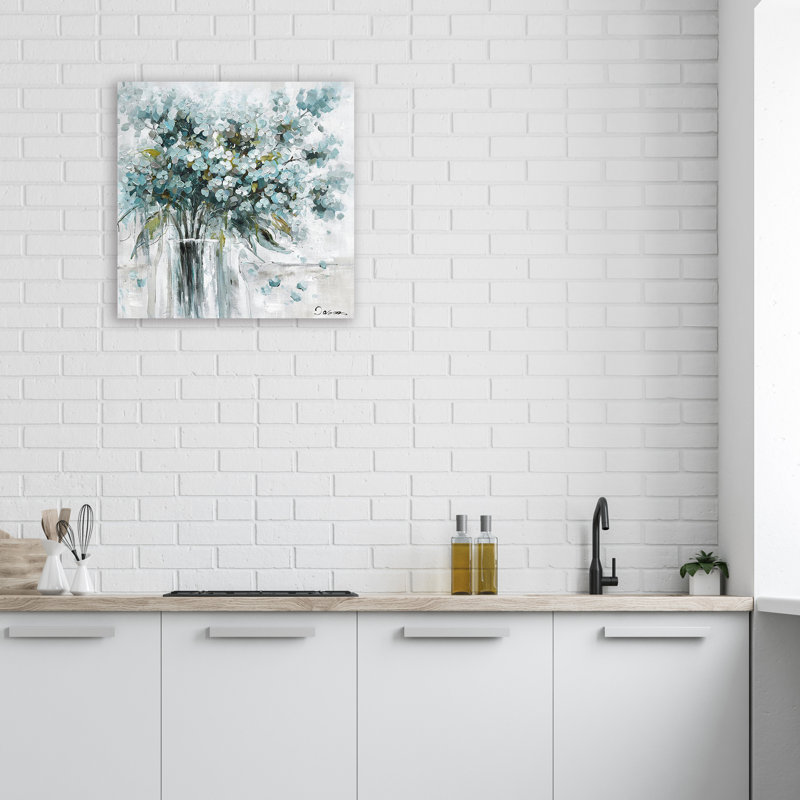 Fleurs abstraites - peinture sur toile tendue, H 20 po x l 20 po x P 2 po