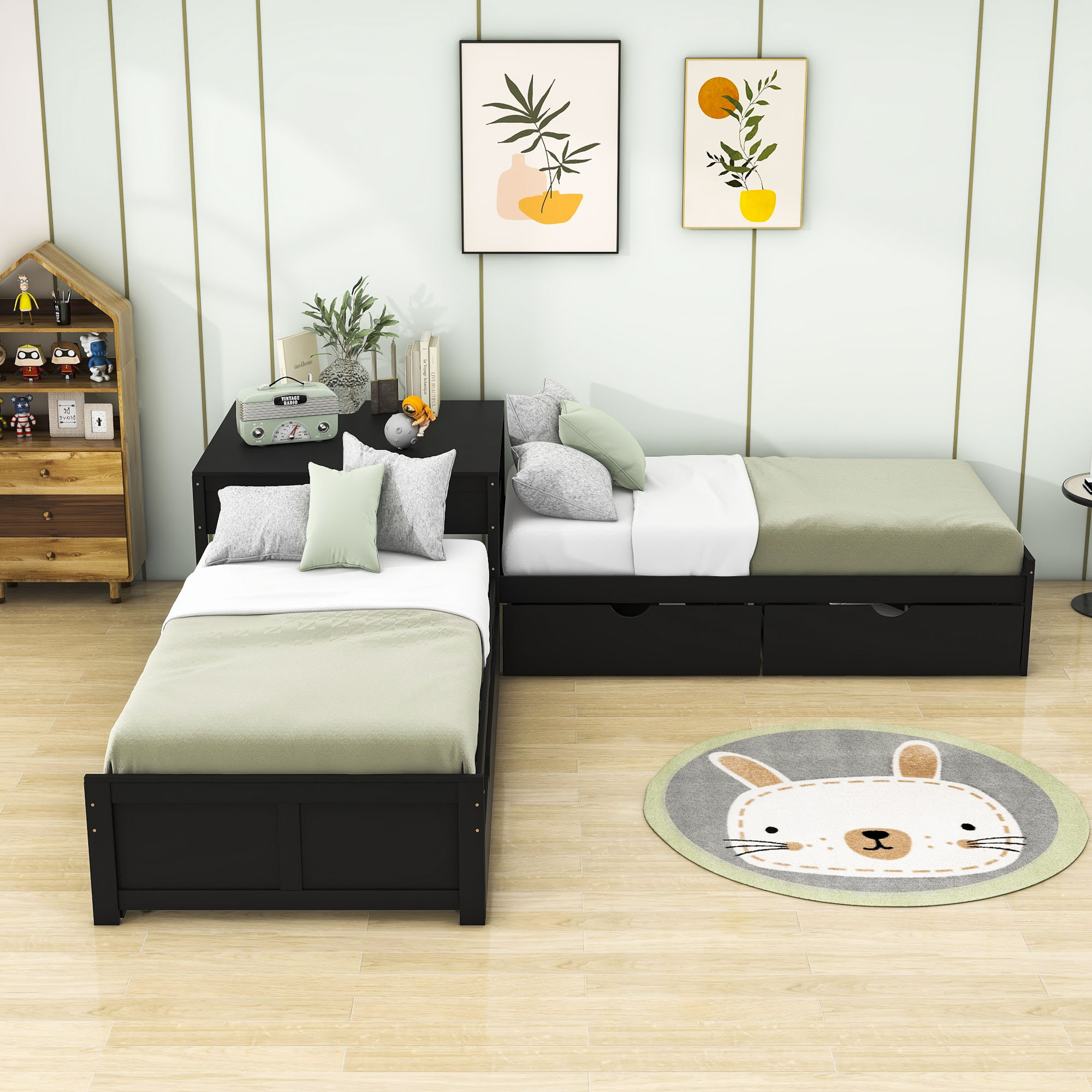 Red Barrel Studio Twin Size 2 Drawers Platform Bed with Trundle | Wayfair