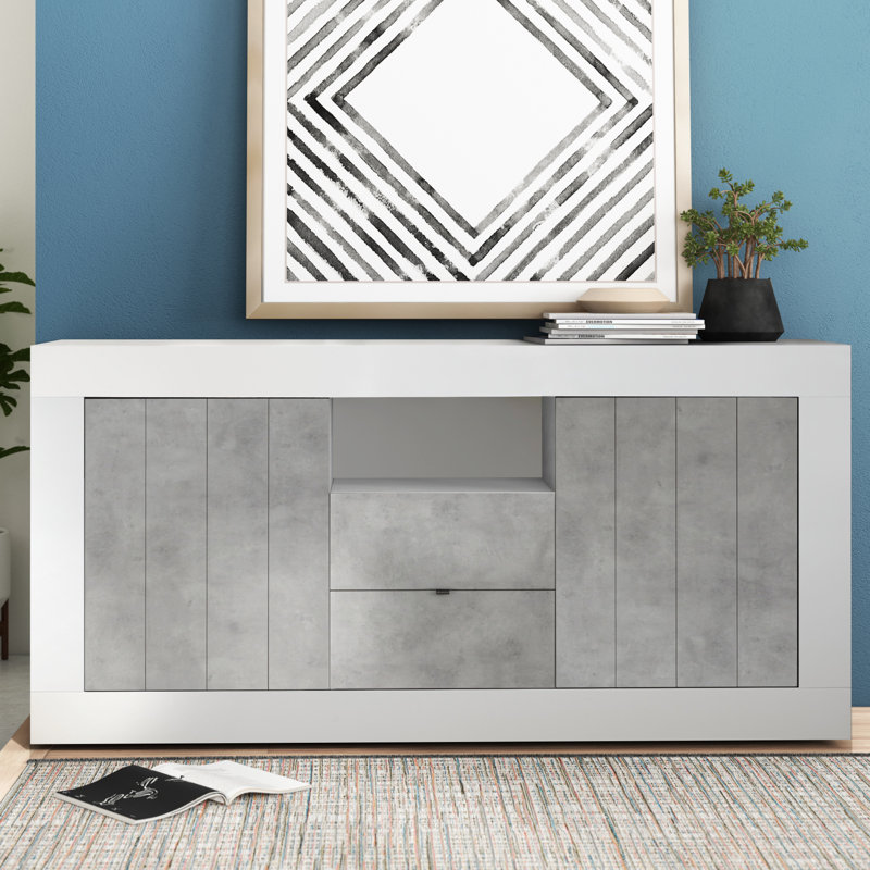 Honi 184cm Sideboard, White/Light grey