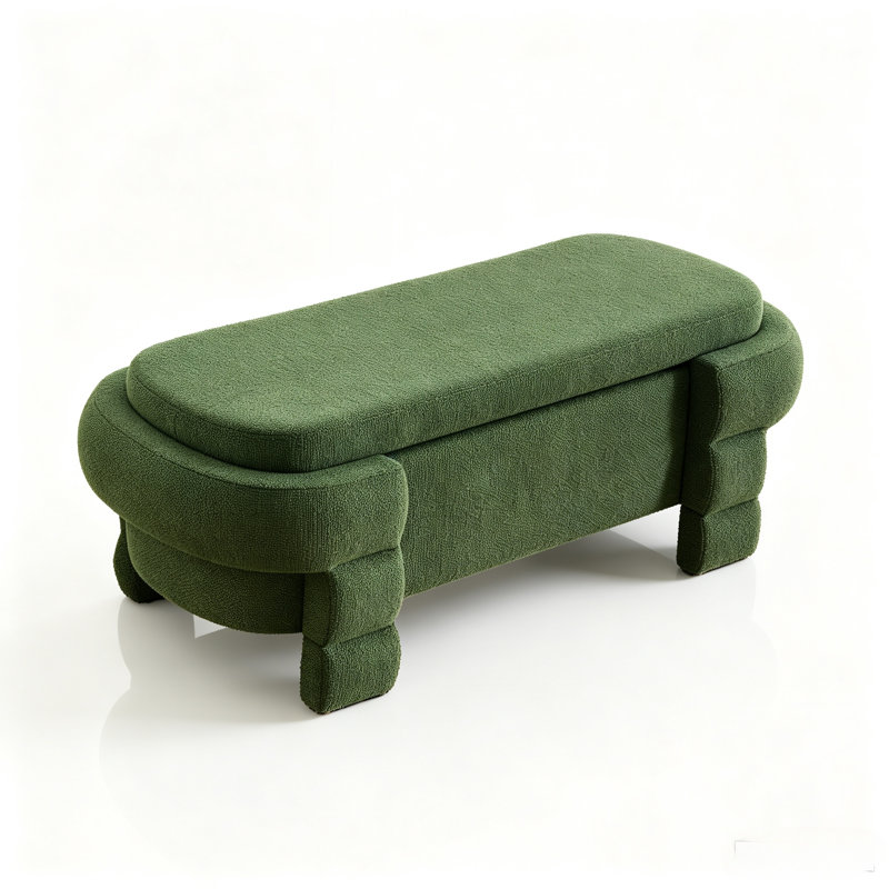Banc ottoman de rangement en chenille de 124 cm, Green