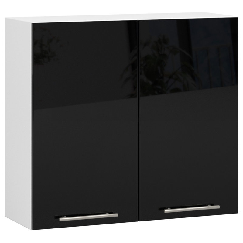 This kitchen cabinet is made of white and glossy black, 72cm H x 80cm W x 30cm D