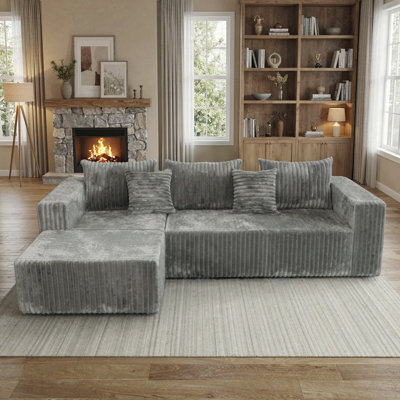 Boneless Oversized 108" Boneless Sectional Sofa, Modular Couch with Reversible Chaise & Ottoman for Flexible Living Room
