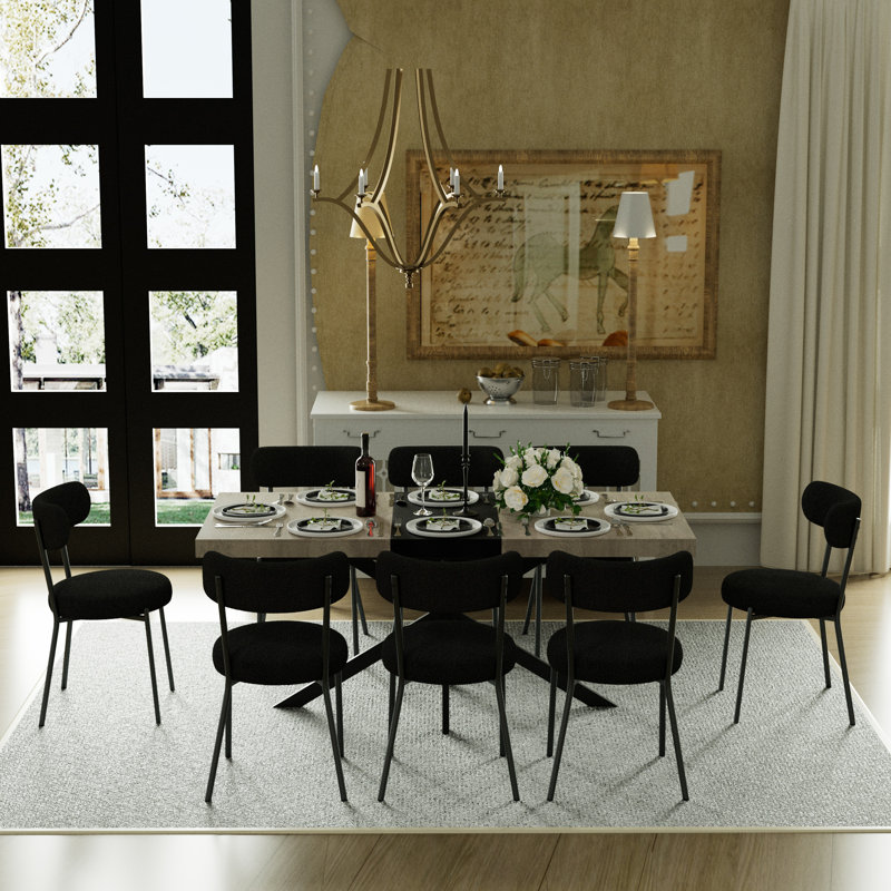 Table de salle à manger rectangulaire extensible de 55,11 po à 70,86 po avec 4 chaises, Noir, noir, noir, noir, 9