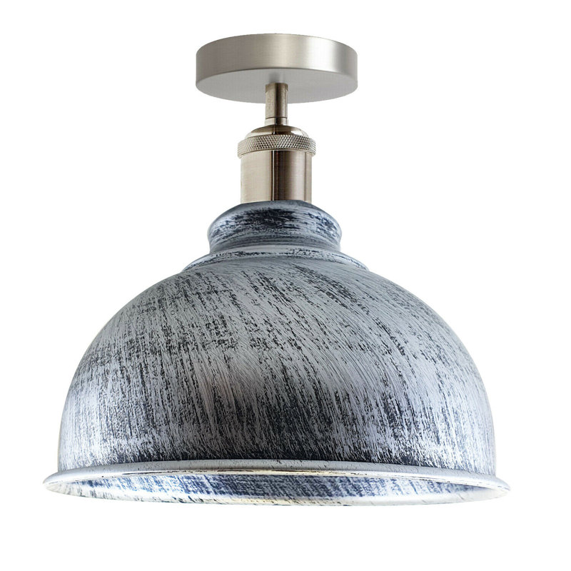 Bussiere Semi Flush Mount, Satin Nickel, Brushed Silver