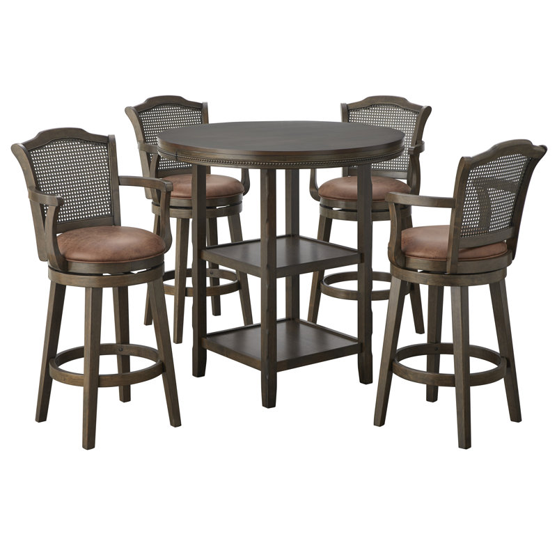 Dealtae Pub Set, 5 Pieces: Table, 4 Chairs