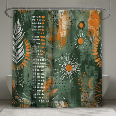 Abstract Botanical Elements Shower Curtains Extra Long