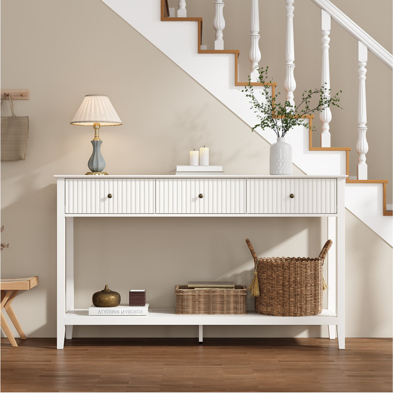 Philomena Fluted Console Table With 3 Drawers
