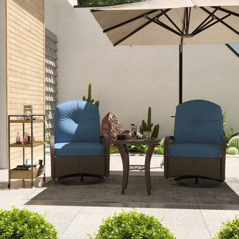 Jeremyh 2 - Person Patio Conversation Set with Cushions, Blue
