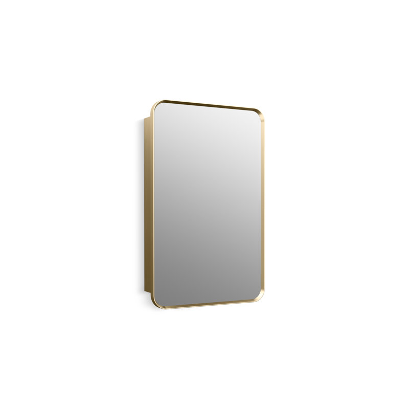 Verdera Surface Mount or Recessed Rectangular Framed Medicine Cabinet, 34" H x 22" W x 4.18" D, Brushed Gold