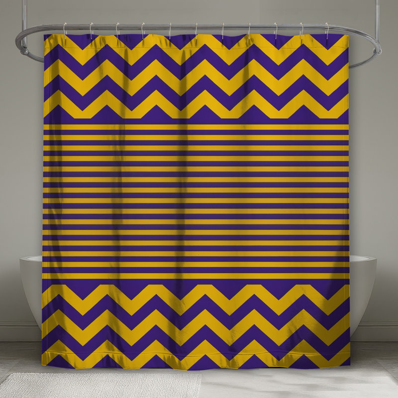 Rideaux de douche jaunes et mauves extra longs, 70in W x 84in H