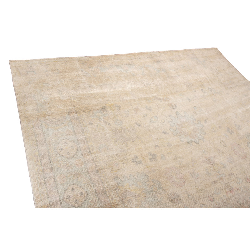 Oushak Hand Knotted Silk Floral Area Rug, Rectangle 14' x 20'