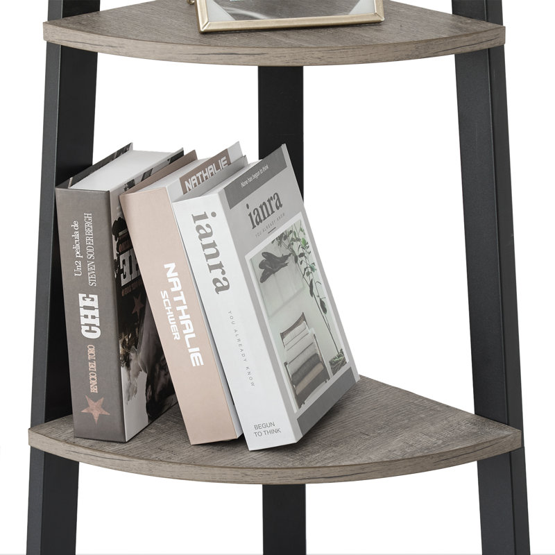 Baynes 125cm H x 45cm W Iron Corner Bookcase, Gray/Black