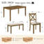 Ensemble de table de salle à manger 6 pièces - Grande table rectangulaire avec banc rembourré et 4 chaises à dossier en X, structure en bois d'hévéa massif