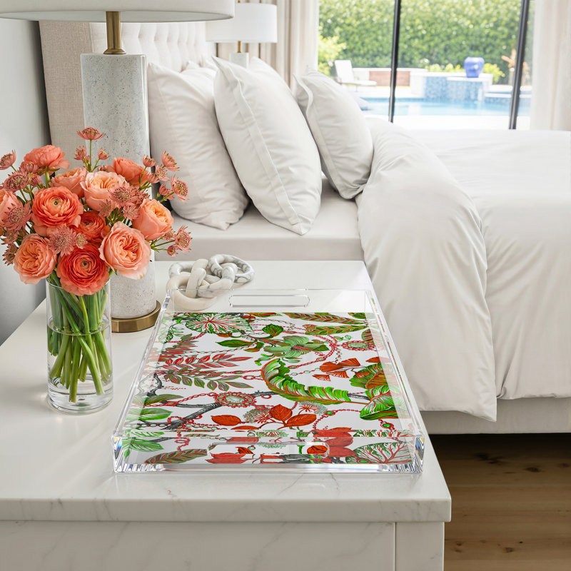 Plateau décoratif Plumeria, L 22,5 po x P 14,5 po x H 2 po