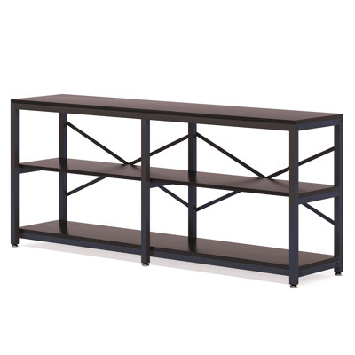 70.9" Extra Long Console Table With Storage Shelves, 3-Tier Industrial Sofa Table Behind Couch