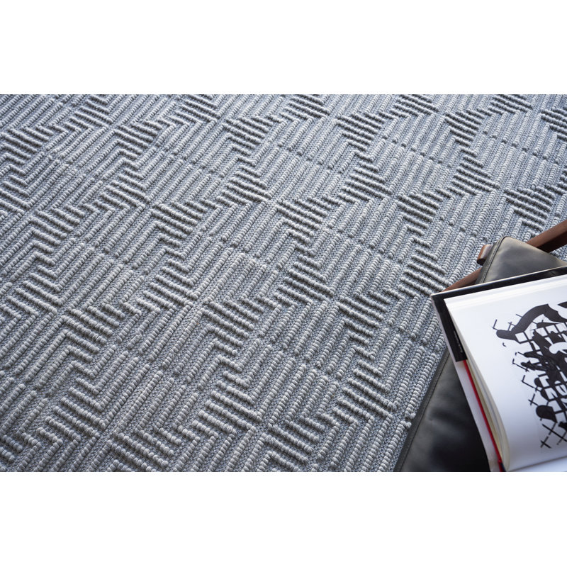 Manzoni Wool Geometric Area Rug in Gray, Rectangle 12' x 15', Gray