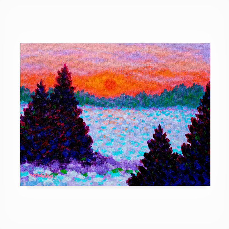Toile d'extérieur John Nolan «Snowscape Pines», H 14 po x l 19 po x P 1,5 po