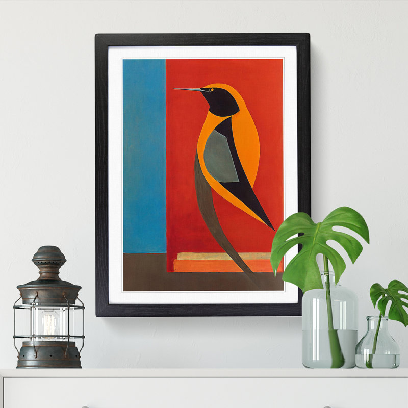 Swallow Bird Abstract Vol.6 - Single Picture Frame Print, Black, 64cm H x 46cm W x 2cm D