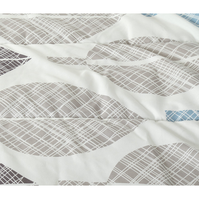 Marina Decoration Home Decor Bedding Comforters Duvet Soft Fluffy Goose Down Alternative Bed In A Bag 7 Piece Printed Comforter Set with 4 Piece Sheet Set, Modern Colorful Leaves Pattern King Size