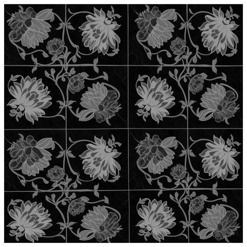Couvertures noires à motif floral, 50in W x 60in H