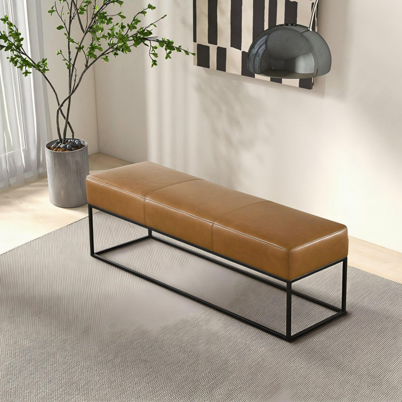 Banc en cuir brun clair Odessa