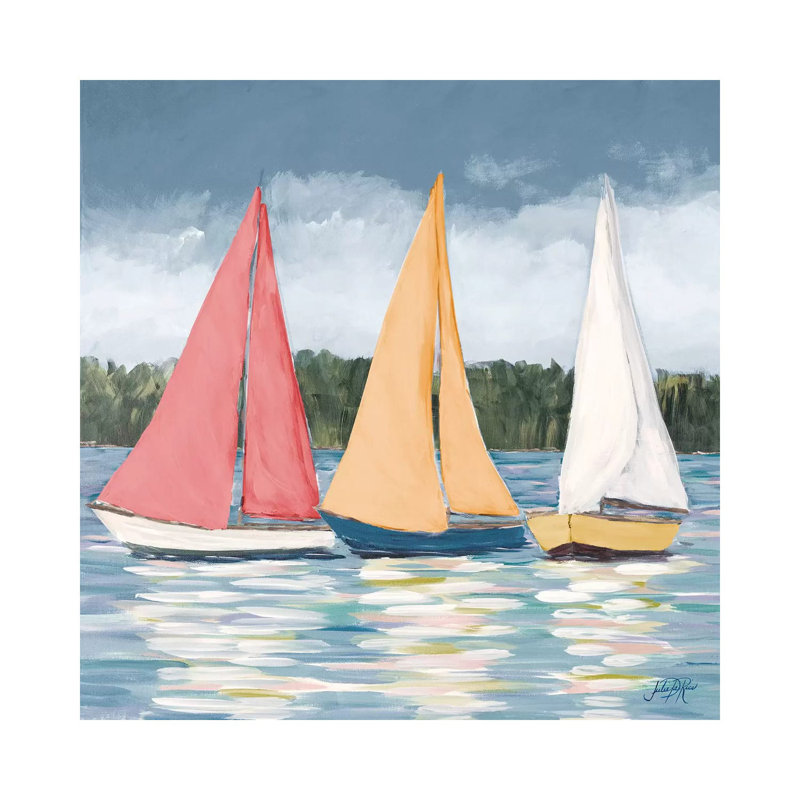 Soft Pastel Sails by Julie Derice - Wrapped Canvas Painting, 30.48cm H x 30.48cm W x 1.905cm D