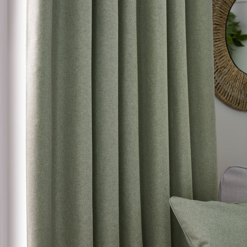 Dawn 100% Blackout Pencil Pleat Curtains, 229cm x 137cm, Green