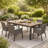 Kristi Outdoor Dining Table, Rectangular Wood Top, Gray Iron Legs, 69 Inch