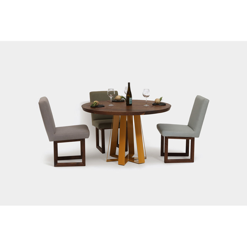 ARS Round Walnut Wood Dining Table, 48" W x 48" L