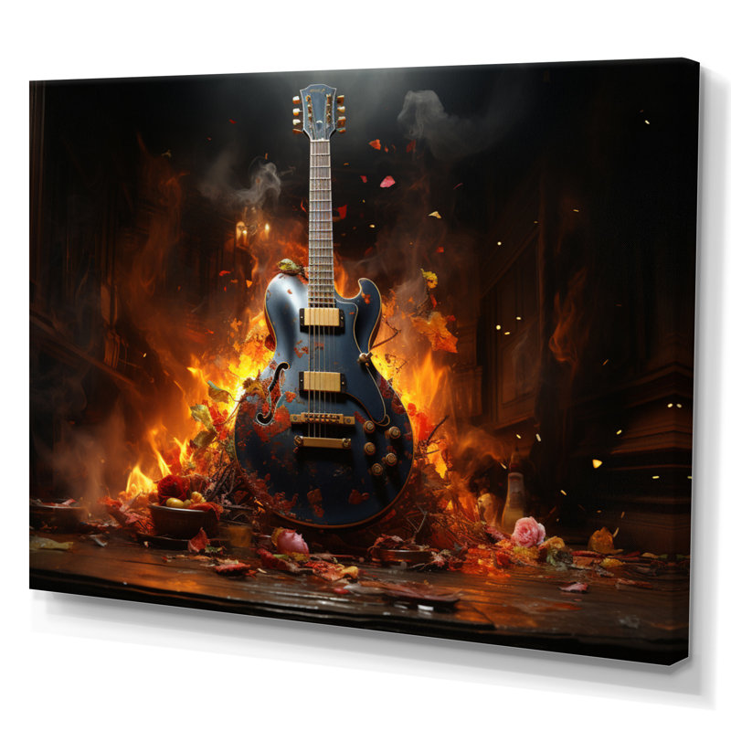 " Orange Black Fire Guitar Tools Music ", Toile tendue, H 12 po x l 20 po x P 1 po