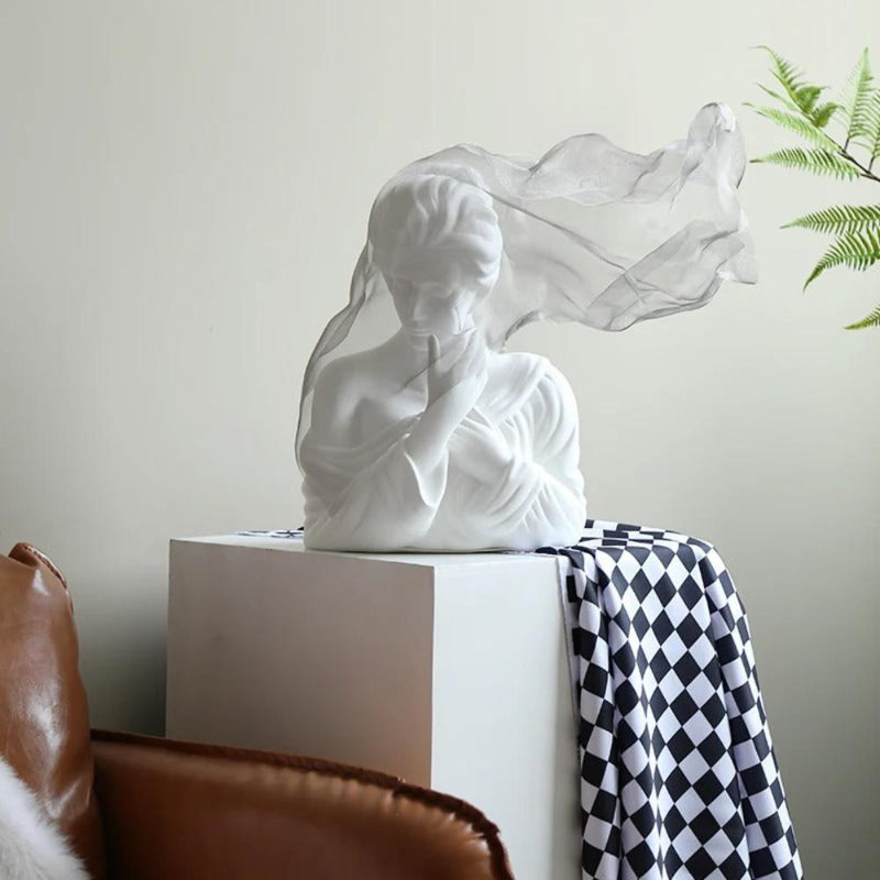 Golden Veil Girl Sculptures For Home Decor, Gold