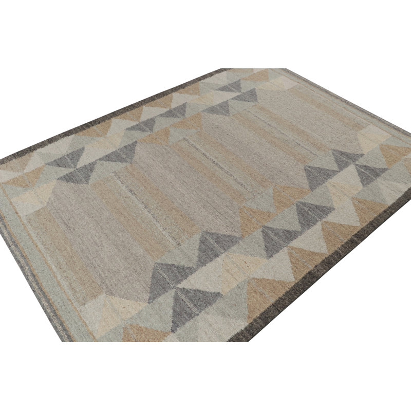 Scandinavian Wool Geometric Area Rug, Rectangle 10' x 14'