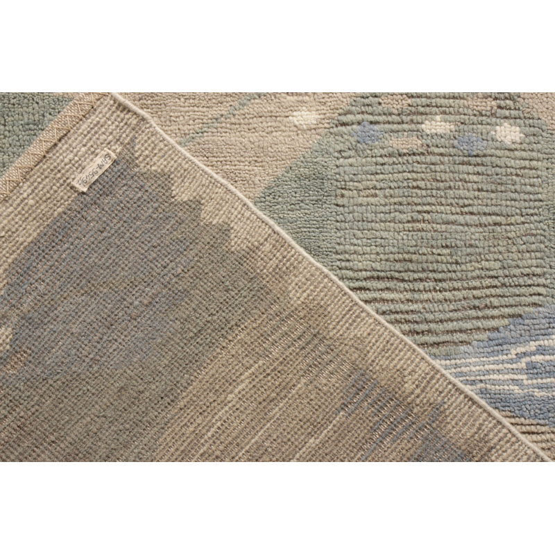 Scandinavian Hand Knotted Wool Geometric Area Rug, Rectangle 8' x 10'