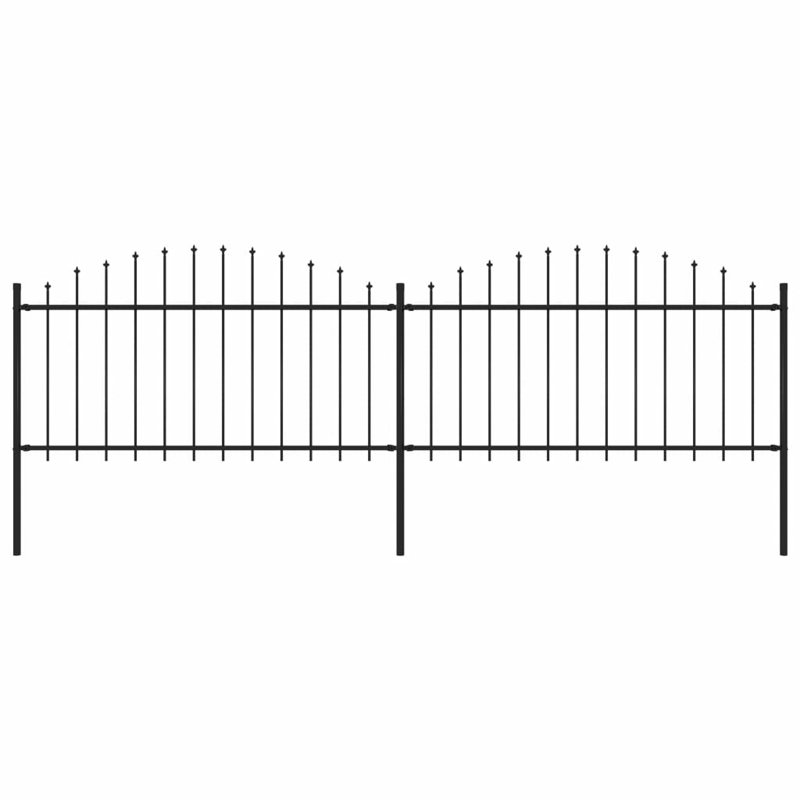 Chambersburg Black Metal Fence Panels, 200cm H x 340cm W x 1.96cm D