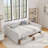 Queen Size Daybed With Two Drawers Trundle Upholstered Sofa Bed, With Vertical Stripes, Linen Fabric (86.5"X65"X30")-436874908