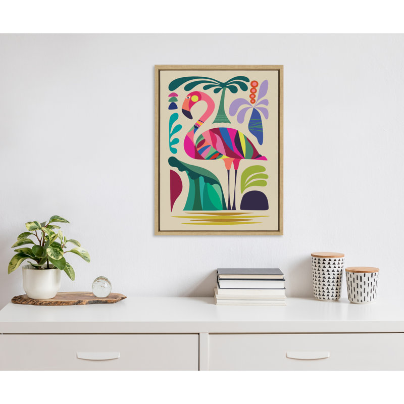«MCM Flamingo» par Rachel Lee 3 Birdies Studio, reproduction d'art sur toile encadrée