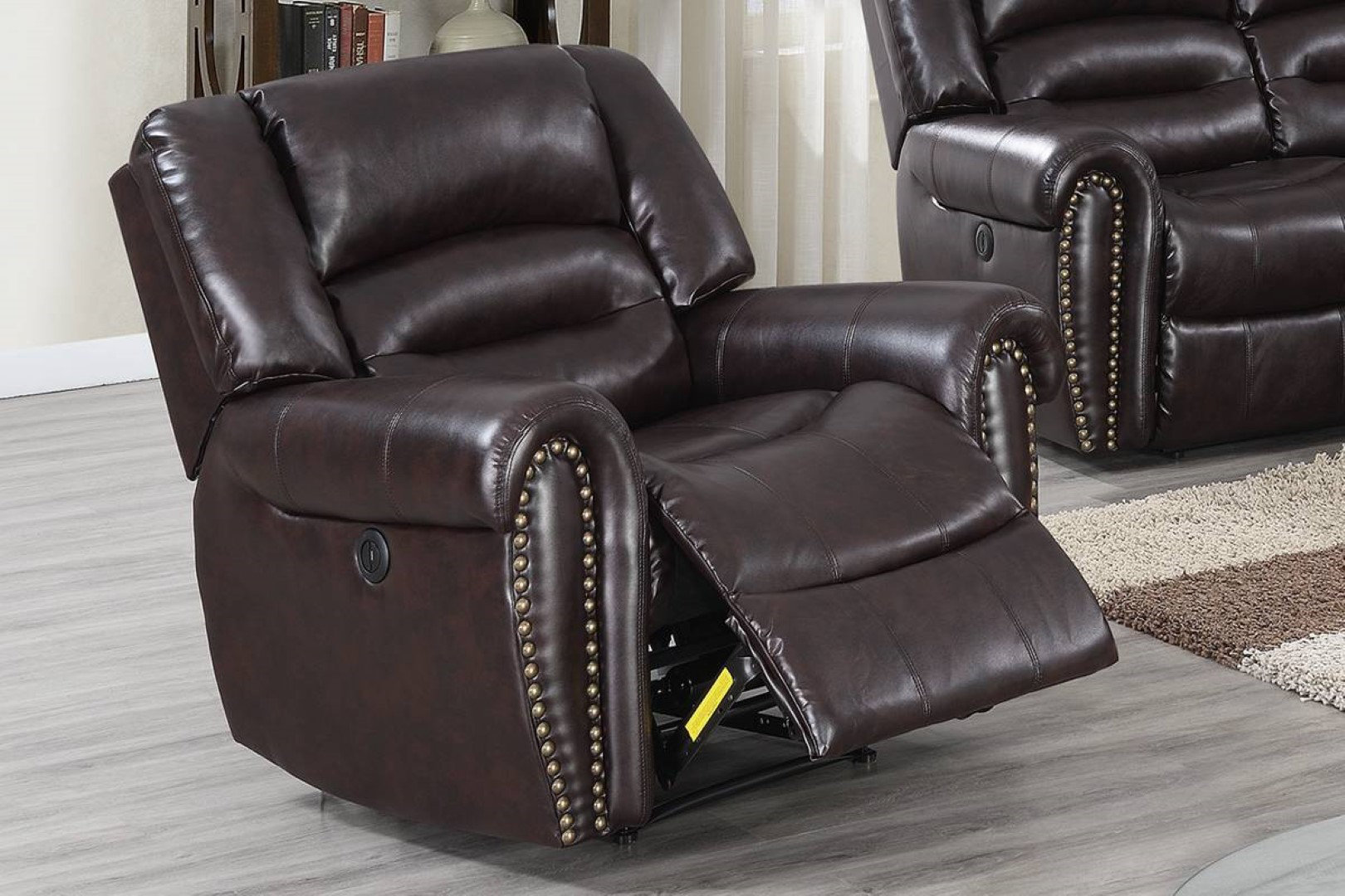 Arland Contemprary Faux Leather Pillow Back Recliner Lark Manor Upholstery Color: Gray Faux Leather