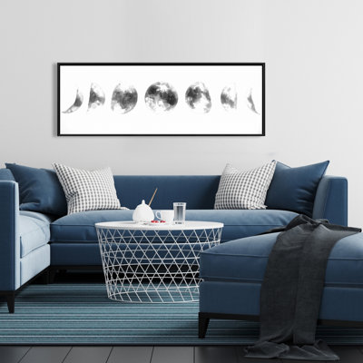 Eclipse Phases Framed Canvas - Minimalist Astronomy Home Decor