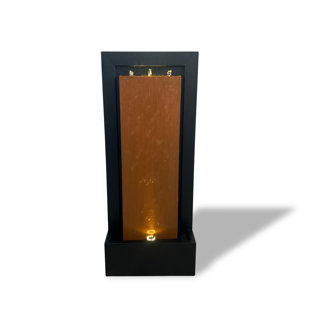 XBrand 47.2" H Zinc Metal Fountain with Warm White LED Lights – Indoor & Outdoor Modern Water Feature